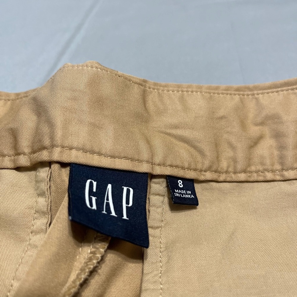 GAP Khaki Pleated Wide Leg Pants High Rise Cotton Trousers Tan Women's 8 - Picture 4 of 8